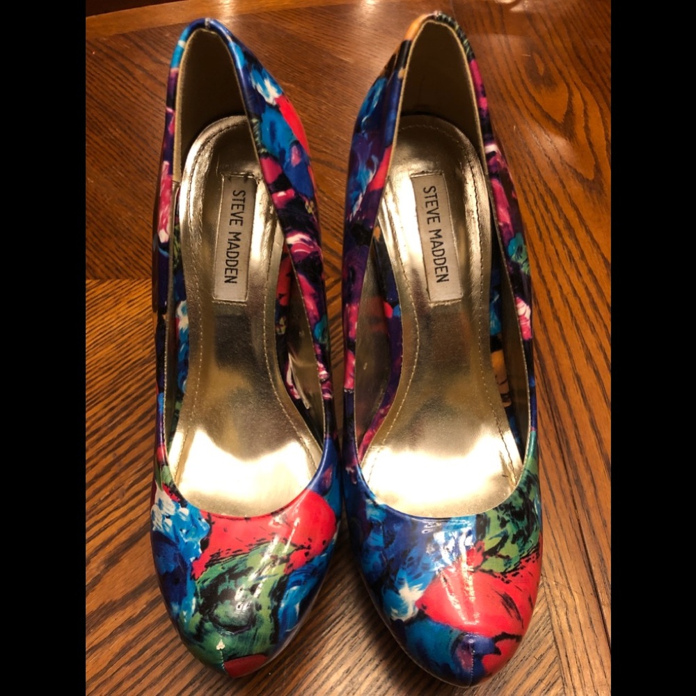 Steve Madden P-Ressa Floral 4” High Heel Shoes Womens size 9